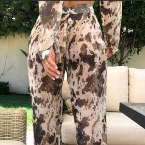 PrettyLittleThing High Waisted Camo Style Print Sheer Pants Size 6